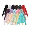 Ry2618-26 Moletom com Capuz para Yoga Jaqueta Esportiva com Zíper Estilo Verão Cor Macaron Americana Fino Slim Fit