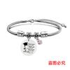 Pulsera Europea y Americana Transfronteriza de Acero Inoxidable Hueso de Serpiente Pulsera Conmemorativa Temporada de Graduación Diamante Rosa Regalo de Vacaciones Grabado Pulsera de Acero Titanio