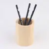 Suporte de caneta criativo simples para mesa de escritório de madeira, suporte de armazenamento para canetas, redondo, quadrado, de pinho