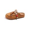 Meias-pantufas Estilo Birkenstock Fechadas com Contas Retrô 2026 Outono Nova Versão Coreana Slip-On Feminino Pantufas Preguiçosas Foscas