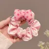 Estilo Menina Doce Rosa Xadrez Bolinhas Laço Scrunchie Cetim Tecido Franzido Prendedor de Cabelo para Meninas Rabo de Cavalo para Ir ao Trabalho Corda para Cabelo para Mulheres