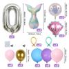 Prata transfronteiriça Digital Fishtail Shell Balloon Combinação terno Balão de Filme de Alumínio Balão de Decoração de Aniversário Infantil