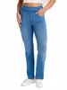 Pantalones Vaqueros de Estilo Nuevo Transfronterizo Europeo y Americano con Bigotes de Gato, Ajustados, de Cintura Alta, Adelgazantes, Levanta Glúteos, con Bolsillos, para Fitness Casual para Mujer
