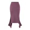 Camiseta de cuello barco ajustada irregular Falda midi ajustada al cuerpo Conjunto de Lyocell para mujer Capa base de primavera y otoño Falda midi