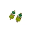 Brincos Geométricos de Nicho Dia Ocidental Antigo Banhado a Bronze 18 Ouro Vintage com Design de Paleta de Cores Verde