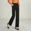 Moda de Otoño Nueva Versátil Pantalones Largos de Caída Anchos para Mujer 2026 Color Sólido Elegantes Elásticos de Cintura Alta Rectos
