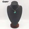 Wt-N1530 Textura Única Colgante en Forma de Luna Calcedonia Verde Piedra Ojo de Tigre Cadena Fina de Perlas 18K Cadena para Suéter