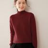 Suéter de cachemira de cuello alto y medio giro para mujer, moda de otoño e invierno de 2024, suéter de color sólido de siete agujas de doble grosor.