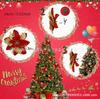 Polvo dorado navideño de 14 cm, flor tridimensional hueca, polvo de cebolla en polvo, accesorios para guirnalda de árbol de Navidad, atuendo navideño