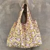 Bolsa de Compras Plegable Ecológica de Moda con Dibujos Animados Coreanos Bolsa de Tote Impermeable de Nylon para Comestibles Bolsa de Almacenamiento Portátil Plegable