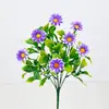Flores de Plástico Falsas de Margarita Hojas de Espinaca Manzanilla Decoración para Maceta Exterior en Ventana Crisantemo de Plástico
