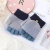 Guantes de medio dedo con forro polar cálido de invierno a prueba de frío de lana tejida para estudiante escritura pantalla táctil ciclismo dedo expuesto mujer