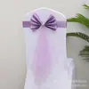 Laço de Casamento Elástico Sem Laço Flor na Cadeira Decoração de Capa de Cadeira com Fita de Malha Aro de Amarração Hotel Banquete Casamento