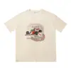 High Street Europeo y Americano Marca de Moda RHUDE Atardecer Cara Redonda de Corazón Impresión de Letras Nuevas Oversize Holgada Camiseta de Manga Corta