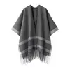 Nuevo chal de cuadros de moda para otoño e invierno, elegante capa con flecos, bufanda vintage y prenda de abrigo para mujer