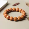 Pulseira de cabeça de macaco em nogueira natural com contas esculpidas em formato de barril vintage com dorso de tubarão, contas polidas de corte reto, pulseira masculina colecionável, atacado