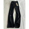 Calça cargo multi-bolsos estilo americano preta para mulheres, design moderno para outono e inverno, perna reta, levemente alargada, jeans com corte curvo
