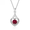 Collar Cruzado Europeo y Americano de Plata de Ley S925 con Colgante de Corazón Hueco Microincrustado Amazon Doce Piedras de Nacimiento Simple Versátil