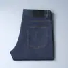Jeans oscuros de verano ligeros para hombre, corte slim, corte recto, transpirables, sencillos, suaves, elásticos, pantalones largos lavados para hombre
