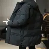 Comércio exterior atacadista inverno novo algodão de tamanho grande para jovens urbanos, jaqueta de algodão à prova de frio de comprimento médio, casaco quente masculino