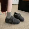Zapatos de peluche Birkenstock que aumentan la altura para mujer 2026 nuevo estilo invierno Velcro cálidos mocasines slip-on frijol zapatos de algodón
