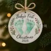 Mais Vendidos em Estoque Pingente Acrílico Branco Porcelana Plano 2D Árvore de Natal Irregular Criativa Decoração de Espelho Retrovisor de Carro