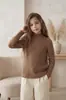 Suéter de Cashmere Infantil Cor Sólida Outono e Inverno para Meninos e Meninas, Manga Longa, Gola Alta Meia, Pulôver