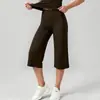 Pantalones cortos de pierna ancha de alta elasticidad transfronterizos, sensación de piel desnuda, nuevo conjunto deportivo popular de dos piezas con manga corta, pantalones cortos de yoga