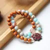 Pulsera de Doble Círculo de Sándalo DIY Accesorios de Flor de Palo de Rosa Pulsera Sándalo Medicinal Sándalo Indonesio Nueva Chinoiserie Regalo de Cumpleaños