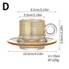 Conjunto de presente de xícara e pires de vidro com padrão turco dourado-vermelho, estilo europeu, para exportação transfronteiriça, para café e chá
