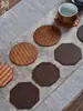 Posavasos de Bambú Hechos a Mano con Laca Zen, Esterillas Japonesas de Ratán, Esterillas Aislantes, Portavasos de Té, Esterillas para Té, Esterillas Poligonales Retro