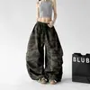Calças Casuais Camufladas Soltas Transfronteiriças Femininas 2026 Verão Novo Estilo Calças de Comprimento Total Street Dance Wide Leg Feminino Calças de Pernas Retas