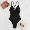 Biquíni de Triângulo Decote Profundo Novo Europeu e Americano Costas Nuas Roupa de Banho para Comércio Exterior Maiô Peça Única Atacado Verão Cor Sólida Sexy Feminino