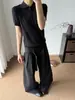 Pantalones de Kendo Rayados de Alta Calidad Mezcla TR Crujientes Holgados Caída Patrón Oscuro Casual para Todas las Estaciones Pantalones Largos