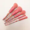 Set de Brochas de Maquillaje Personalizado de Fábrica de 4 Piezas con Cerdas Suaves Herramienta de Belleza Rosa Brocha para Sombras de Ojos Set Mini Portátil