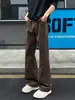 Calças casuais de algodão puro estilo americano para homens, calças de trabalho limpas de corte reto e solto para outono, calças casuais de verão para homens
