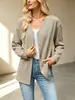 2026 Moda Casual Europea Amazon Color Sólido Cuello en V Manga Larga Botón Cardigan de Punto Holgado Estilo Perezoso