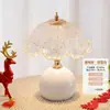 [Transfronterizo] Lámpara de ambiente de lujo ligero estilo francés de madera maciza vintage de alta gama con cristal para mesita de noche de dormitorio