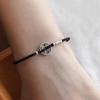 Nueva pulsera femenina cinco monedas del emperador suerte plateada pulsera de moneda de cobre pequeña negra pareja portátil pulsera tejida masculina