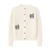 Cardigan de Tricô Bordado Estilo Coreano Desenho Animado Figura de Palito Outono Inverno Novo Solto Suéter com Toque Artístico