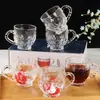 Taza de Café de Vidrio Estilo Europeo Paquete de 6 Vidrio Doméstico con Asa Juego de Tazas para Té con Leche Regalo de Celebración para Tienda