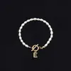 2025 Moda Nueva Transfronteriza Pulsera de Letras Inglesas Cobre Incrustado Circonita Oval Perla de Imitación Pulsera de Perlas al por Mayor
