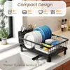 Suporte Escorredor Estreito para Ralo de Pia de Cozinha, Suporte de Cozinha Multifuncional para Tigelas, Escorredor de Louça Estilo Japonês com Bandeja de Drenagem