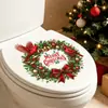 Funda de asiento de inodoro de corona navideña retro y festiva, pegatina decorativa autoadhesiva para baño e inodoro