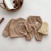 Ins Nuevo Primavera y Otoño Estilo Coreano Bebé Lindo Dibujo Animado Cabeza de Oso Sudadera de Manga Larga Pantalones Traje Casual para Bebé Niños y Niñas
