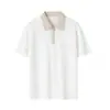 [Ventas Directas de Fábrica] Marca de Moda de Calidad Camisa Polo Holgada con Media Cremallera Bloques de Color Cuello Camisero Top de Manga Corta Camisa Publicitaria