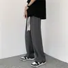 Pantalones Mop Negros de Corea del Sur para Hombre Ropa de Primavera Tallas Grandes Moda Diseño Holgado Casual Rectos de Pierna Ancha