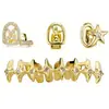 Set de Brackets Multidiente Estilo Hip-Hop Transfronterizo, Brackets Chapados en Oro con Circonita Microincrustada, Accesorios para Fiestas de Disfraces de Halloween al por Mayor