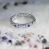 Anillo de Zirconia con Cielo Estrellado Degradado Azul Nuevo Modelo Estilo Europeo y Americano Transfronterizo para Mujer, Anillo de Dedo Índice de Lujo Ligero de Moda