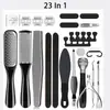 Set de limas para pies para eliminar callosidades de piel muerta, lima de placa para pies de acero inoxidable, cuchillo para pedicura, piedra de lijado para placa de pies, set para frotar la placa de pies